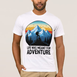 Hiker Silhouette Mountain Adventure Design T-Shirt