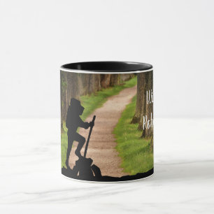 Hiker with Forest Trail and Compass personalise Mug