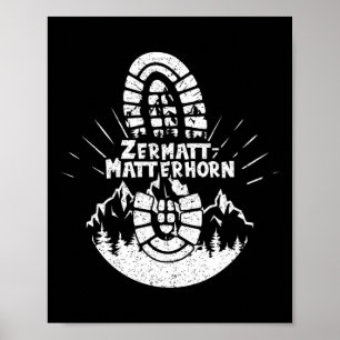 Hiker Zermatt-problemhorn Switzerland Hiking Vacat Poster