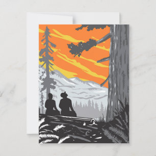 Hikers in Jedediah Smith Redwoods State Park WPA Postcard