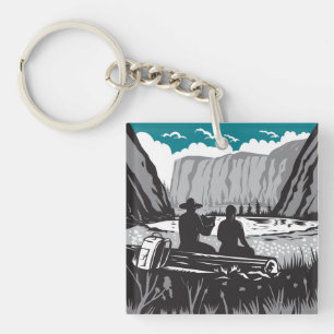 Hikers near Mirror Lake in Yosemite National Park Key Ring