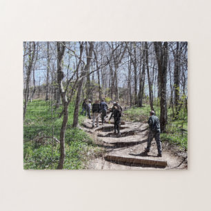 Hikers on a Trail Hiking In The Woods 252-piece Jigsaw Puzzle