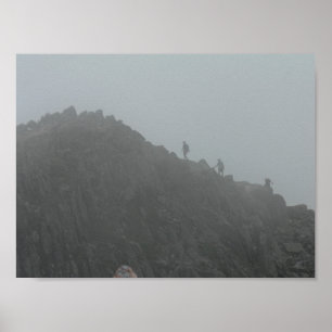 Hikers on the Knife Edge Trail, Kathadin, Maine Poster