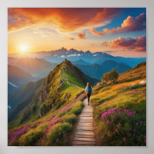 Hiker's Path to Serenity – Scenic Mountain Sunrise