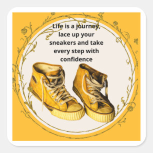 Hiker's sneakers square sticker