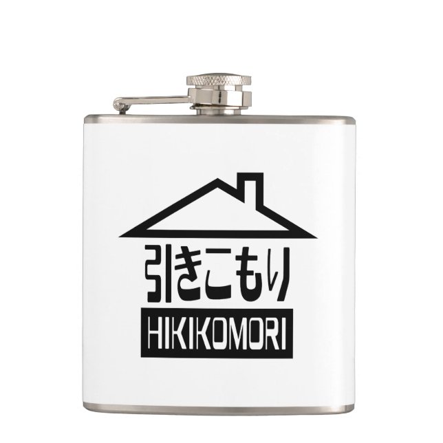 Hikikomori 引きこもり Japanese Recluse Hip Flask (Front)