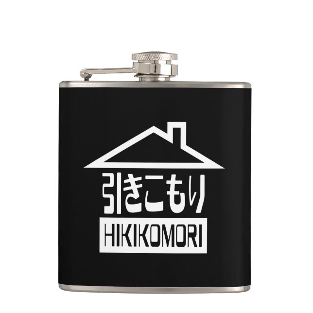Hikikomori 引きこもり Japanese Recluse Hip Flask (Front)