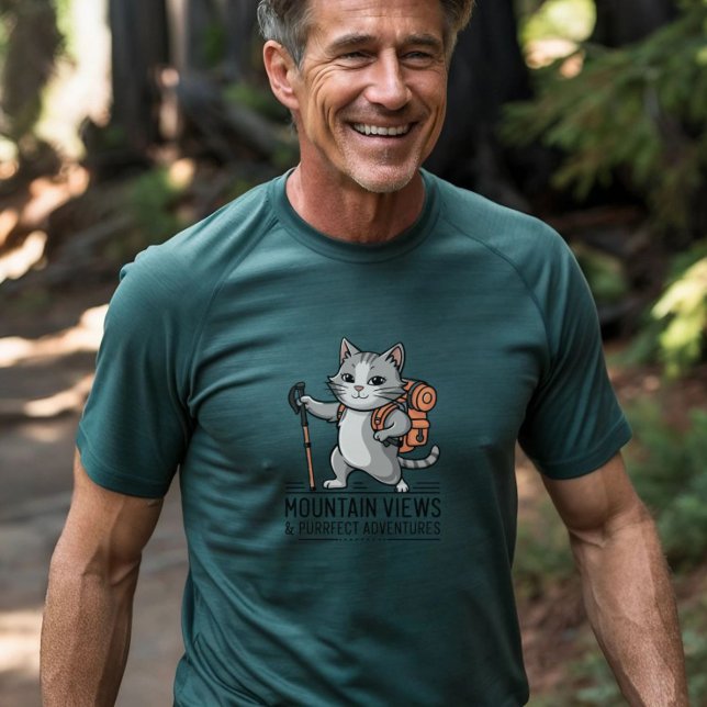 Hiking Adventure Cat   T-Shirt (Hiking Adventure Cat T-Shirt - Perfect for Cat-Loving Hikers!)