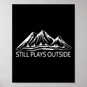 Hiking &amp; Nature Forest Scene With Mountain Sti Poster