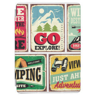 Hiking and camping retro signs collection. Outdoor iPad Air Cover