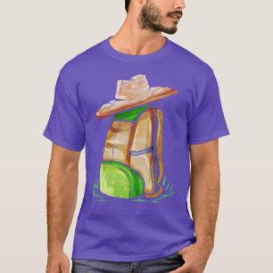 Hiking Backpack With Hat For Camping  T-Shirt