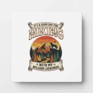 Hiking Belgian Laekenois Dog Mountain Sunset Fores Plaque