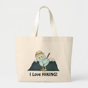 Hiking Bird cartoon tote bag