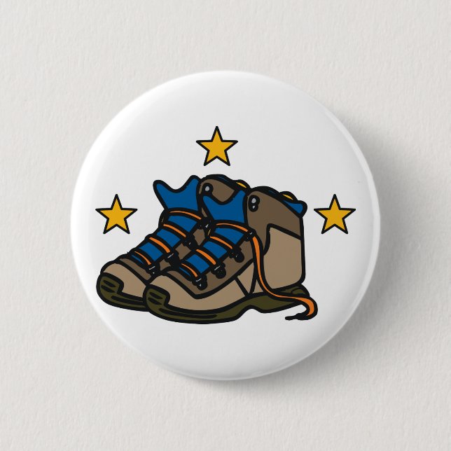 Hiking Boots 6 Cm Round Badge (Front)