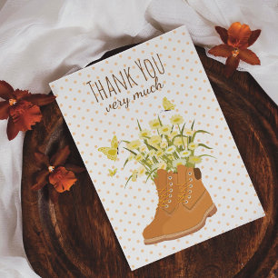 Hiking Boots & Flowers Folded Thank You Card