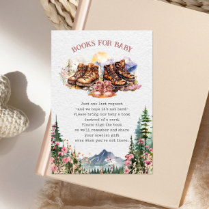 Hiking Boots Pink Girl Baby Shower Book Request Enclosure Card