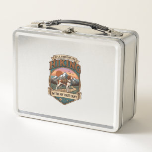 Hiking Brittany Dog Backpack Mountains Metal Lunch Box