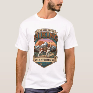Hiking Brittany Dog Backpack Mountains T-Shirt