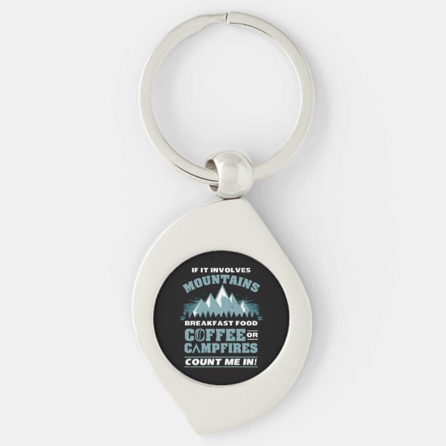 Hiking Camping Coffee Key Ring (Front)