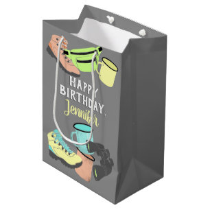 Hiking Camping Collage Personalised Medium Gift Bag