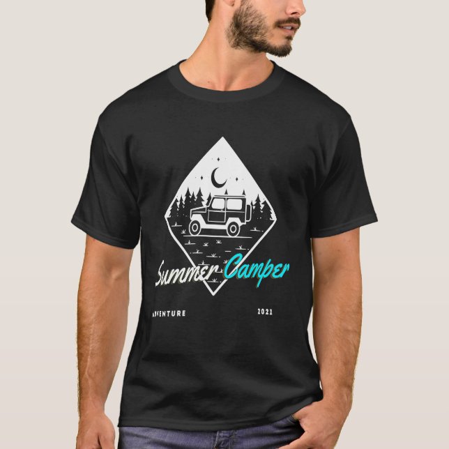 Hiking Camping Graphic Summer Camper hippie Vibes T-Shirt (Front)