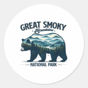 Hiking Camping Great Smoky Mountains National Park Classic Round Sticker