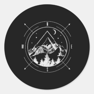 Hiking Camping Mountains Comp Hiker Camper Outdoor Classic Round Sticker
