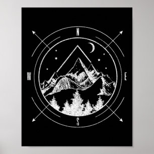 Hiking Camping Mountains Comp Hiker Camper Outdoor Poster