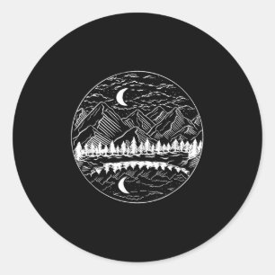 Hiking Camping Nature Outdoor Mountains Hiker Camp Classic Round Sticker