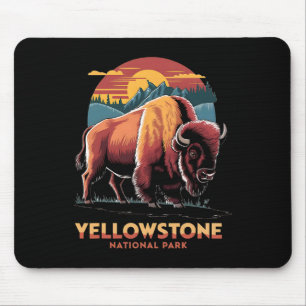 Hiking Camping Retro Yellowstone National Park Bis Mouse Pad