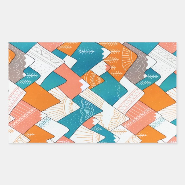 Hiking Camping World Travel Mountain Peaks Rectangular Sticker (Front)