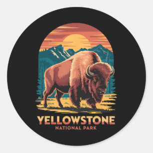 Hiking Camping Yellowstone National Park Bison Wil Classic Round Sticker