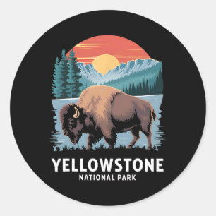 Hiking Camping Yellowstone National Park Wildlife Classic Round Sticker