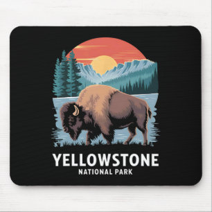 Hiking Camping Yellowstone National Park Wildlife Mouse Pad