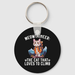 Hiking Cat Hiker Cat Owner Mountain Climbing Kitty Key Ring