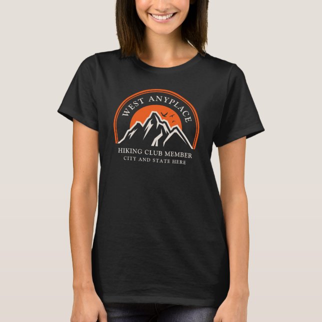 Hiking Club Logo Custom Business Name Employees T-Shirt (Front)