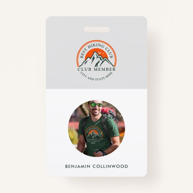 Hiking Club Photo Employee Members ID ID Badge (Front)