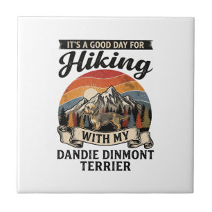 Hiking Dandie Dinmont Terrier Dog Mountain Retro S Ceramic Tile