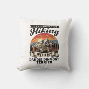 Hiking Dandie Dinmont Terrier Dog Mountain Retro S Cushion