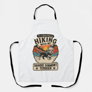 Hiking Dandie Dinmont Terrier Dog Mountain Sunset Apron