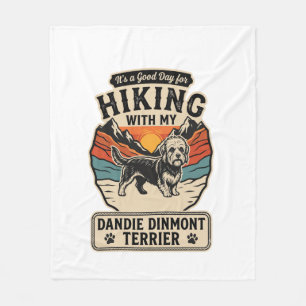 Hiking Dandie Dinmont Terrier Dog Mountain Sunset Fleece Blanket