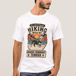Hiking Dandie Dinmont Terrier Dog Mountain Sunset T-Shirt
