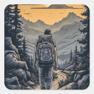 Hiking Design Square Sticker