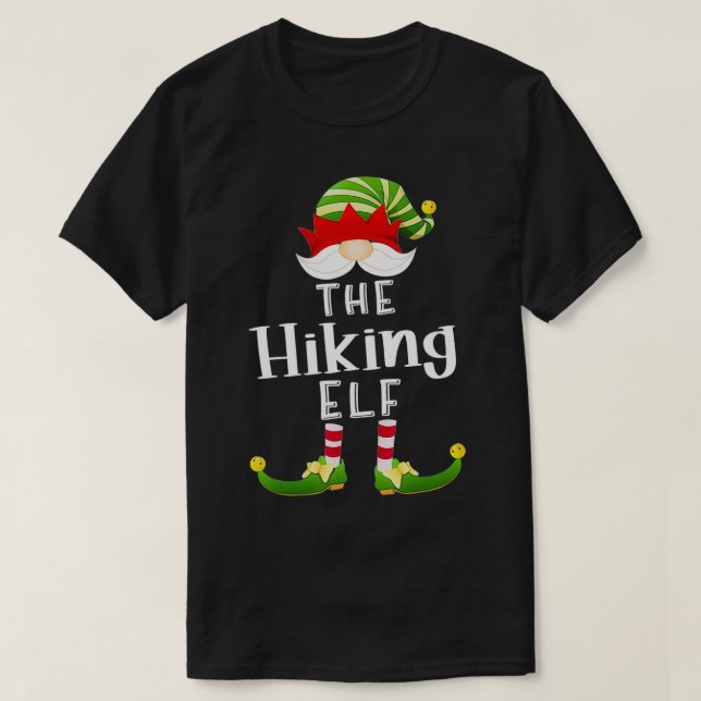 Hiking Elf Group Christmas Funny Pajama Party  T-Shirt (Design Front)