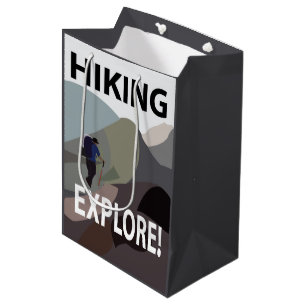 Hiking Explore Mountains Adventure Hiking Medium Gift Bag