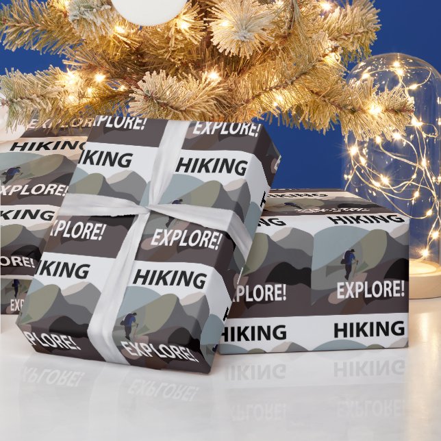 Hiking Explore Mountains Hiking  Wrapping Paper (Holidays)