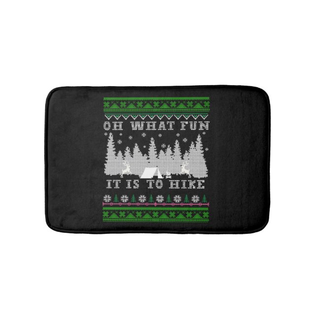 hiking fun Ugly Christmas Bath Mat (Front)