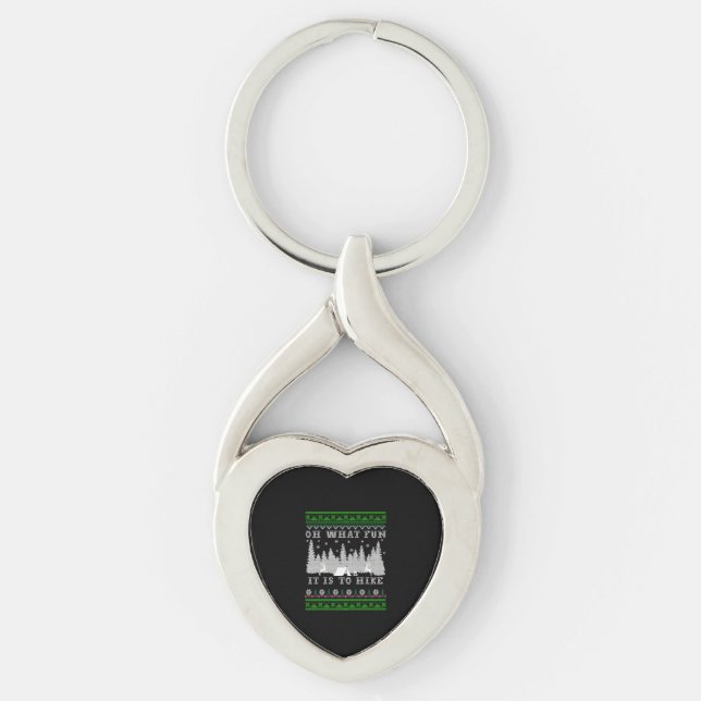 hiking fun Ugly Christmas Key Ring (Front)
