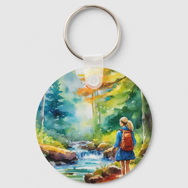 Hiking Girl Key Ring (Front)
