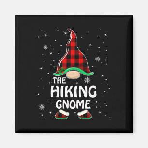 Hiking Gnome Buffalo Plaid Matching Family Christm Magnet